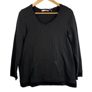 Soft Surroundings Celia Tunic Fleece Black Sweatshirt Small